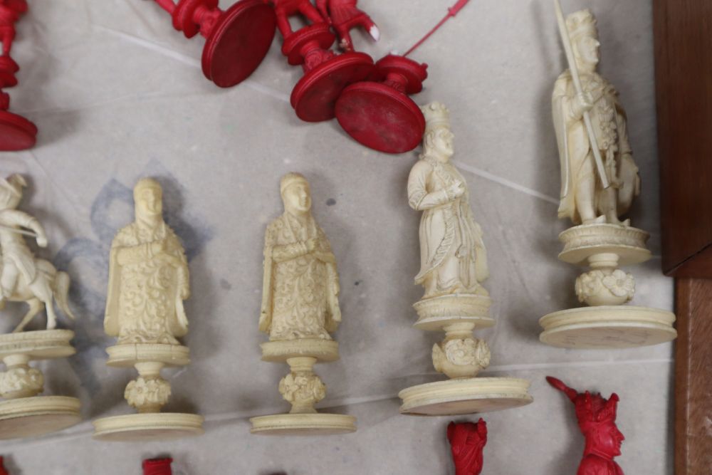 A 19th century Canton/Macau ivory chess set